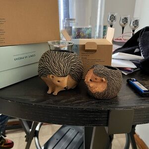 PartyLite Hedgehog Candle Holder in Brown and Black